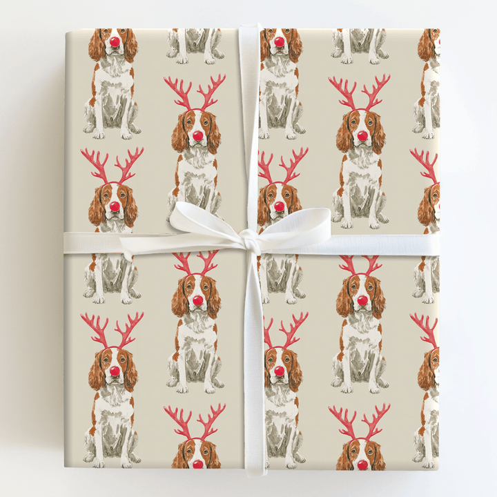 Rudolph the Brittany Spaniel - Wrapping Paper - Aspen & Arlo