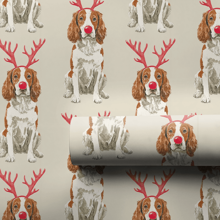 Rudolph the Brittany Spaniel - Wrapping Paper - Aspen & Arlo