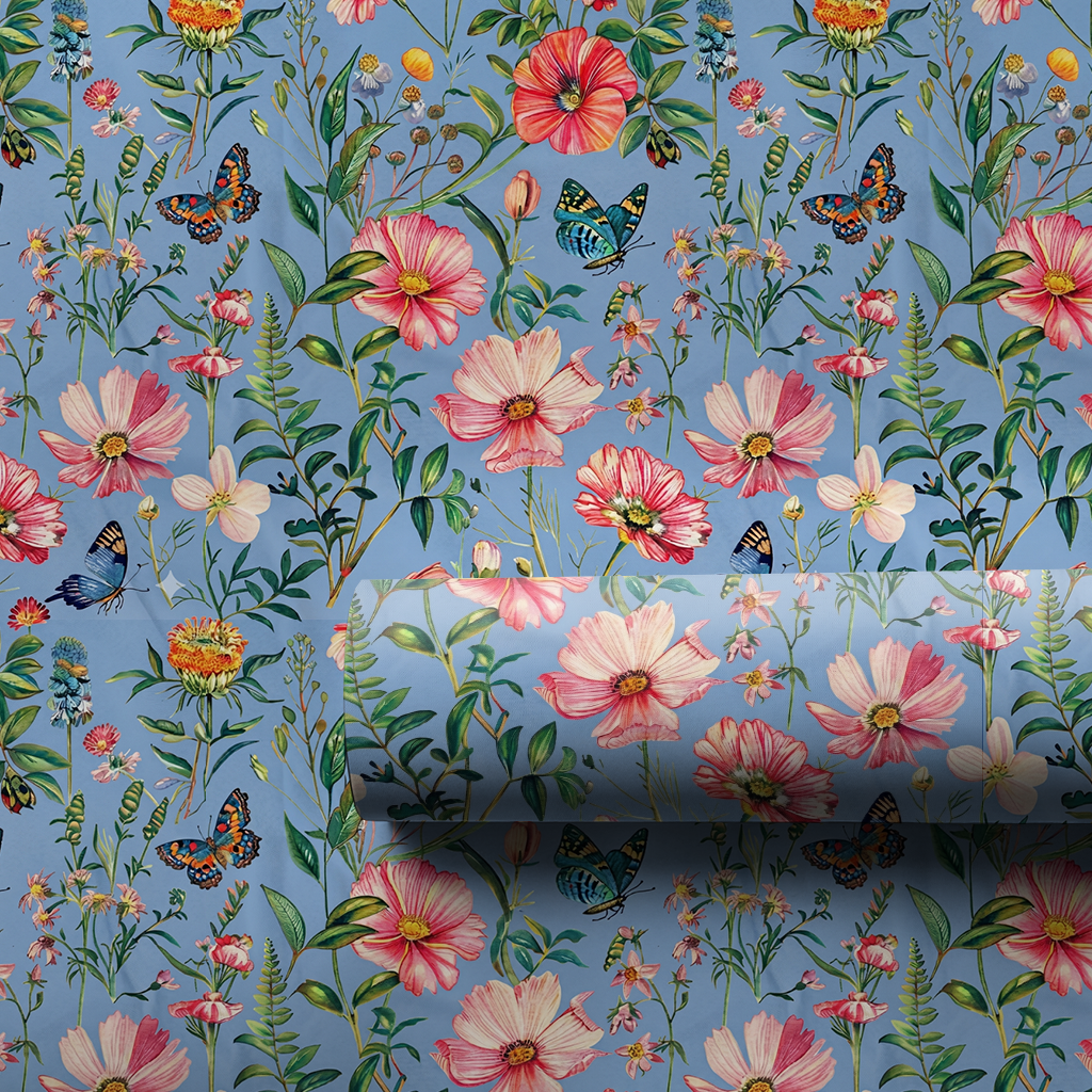 Garden Party Powder Blue - Wrapping Paper - Aspen & Arlo