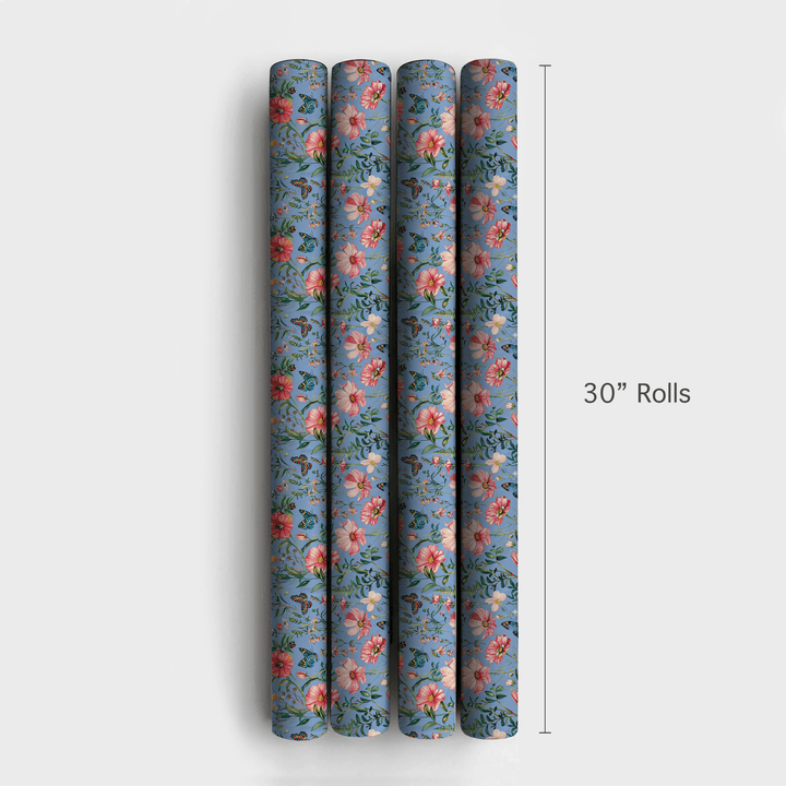 Garden Party Powder Blue - Wrapping Paper - Aspen & Arlo