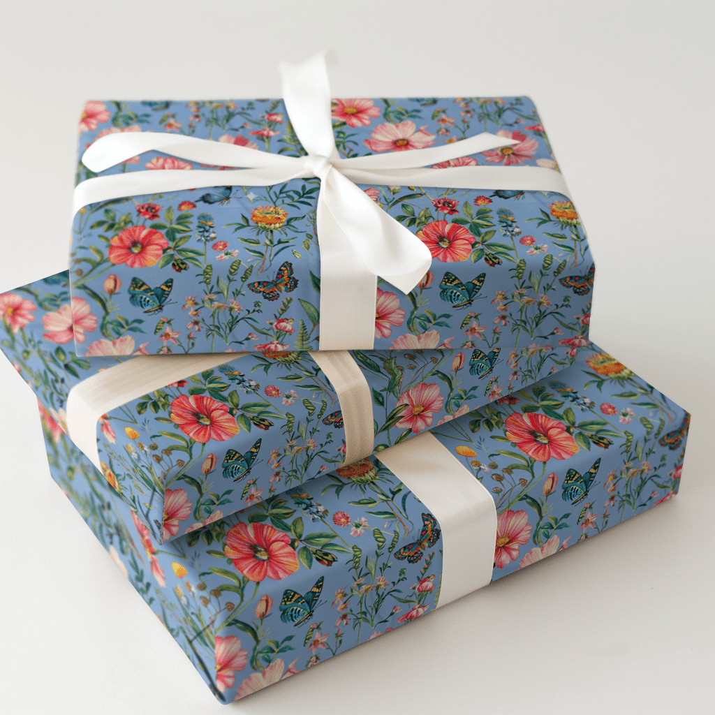 Garden Party Powder Blue - Wrapping Paper - Aspen & Arlo