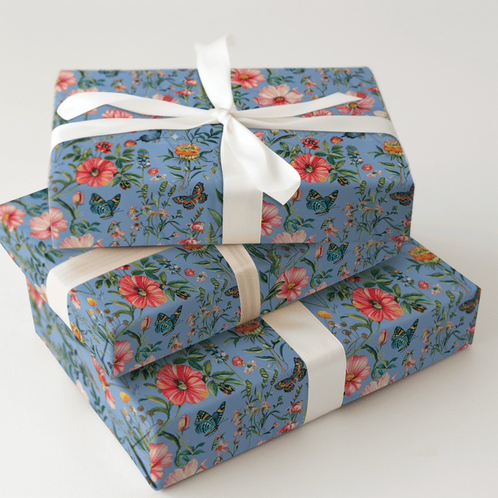 Garden Party Powder Blue - Wrapping Paper - Aspen & Arlo