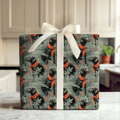 Scarlet Sprig Black Lab - Wrapping Paper - Aspen & Arlo