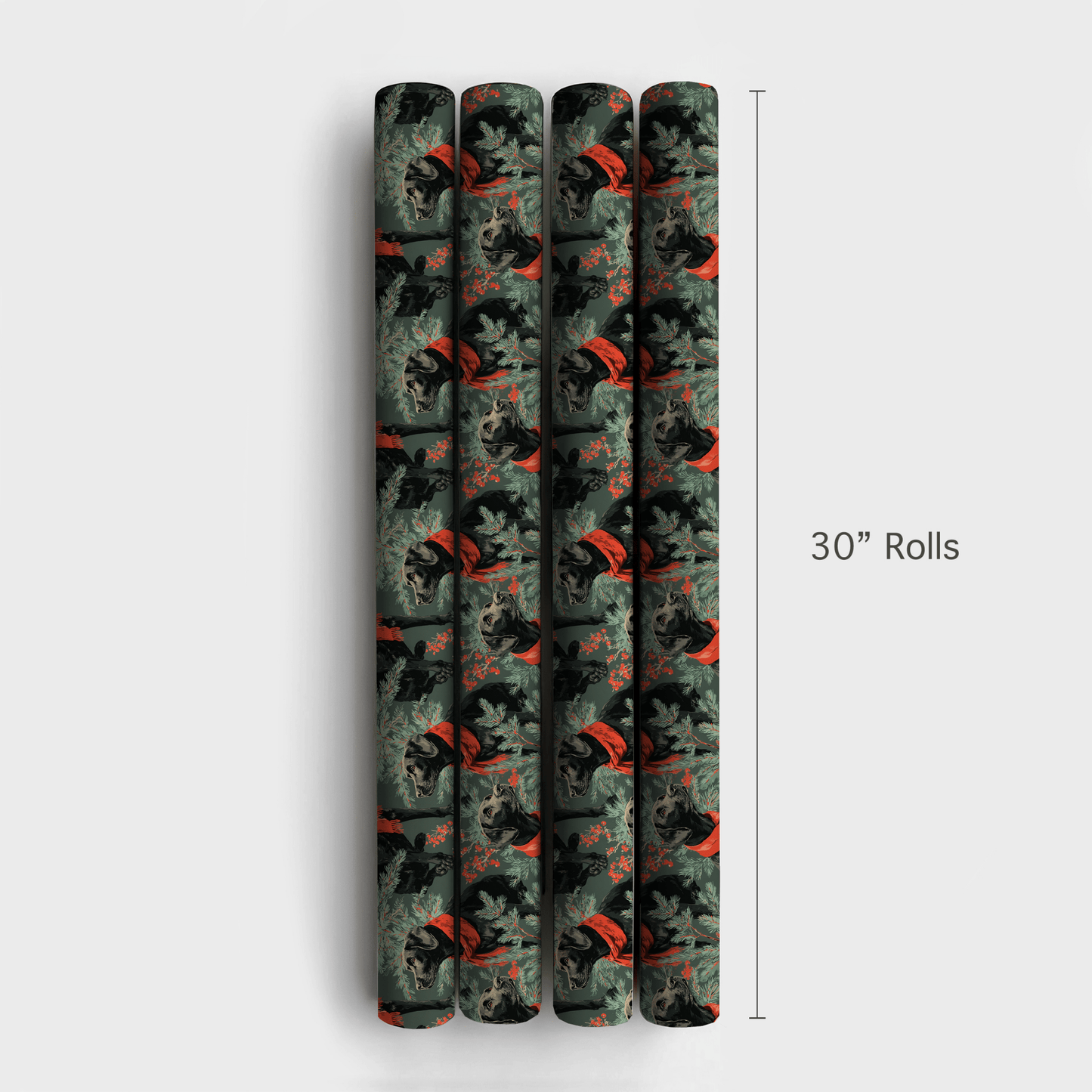 Scarlet Sprig Black Lab - Wrapping Paper - Aspen & Arlo