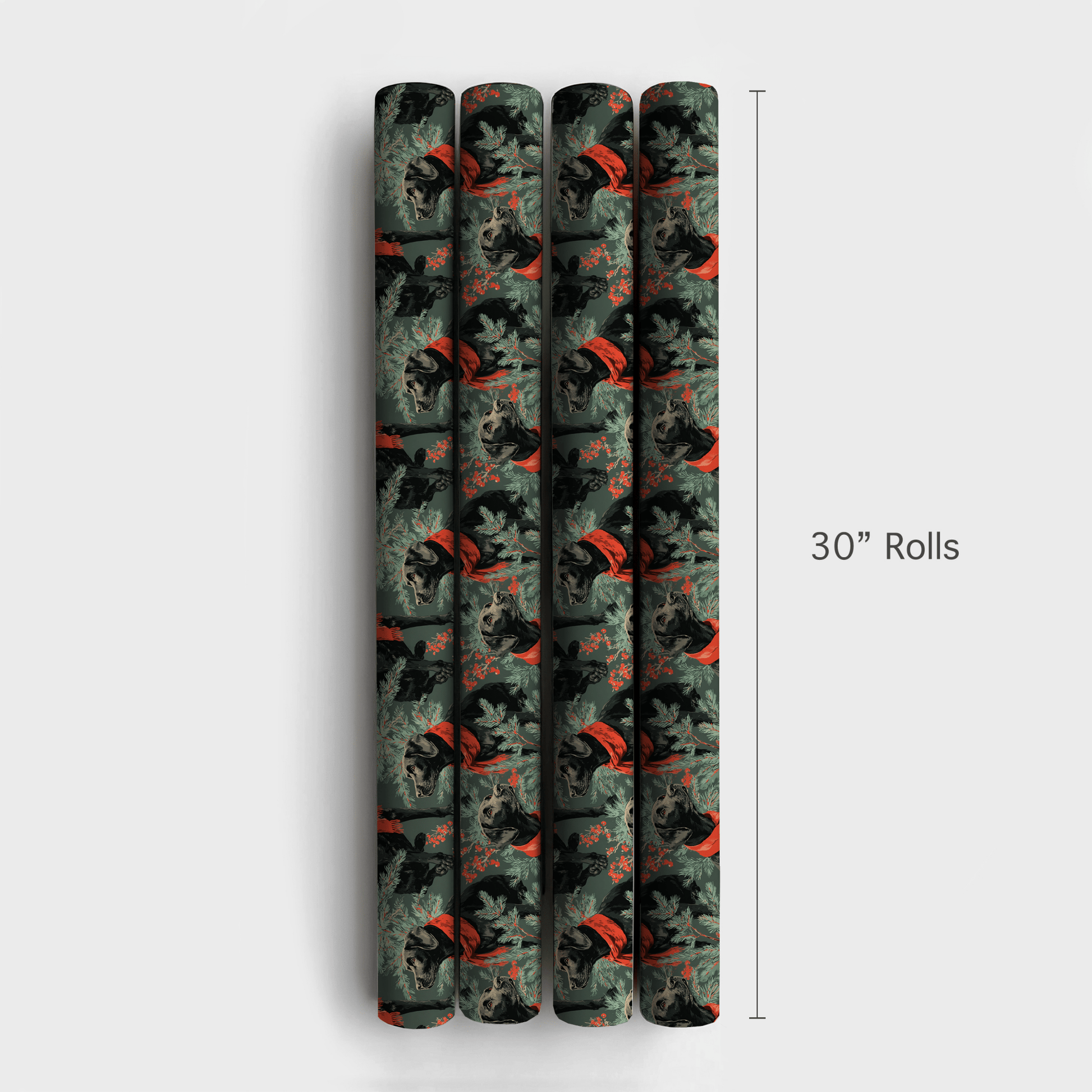 Scarlet Sprig Black Lab - Wrapping Paper - Aspen & Arlo