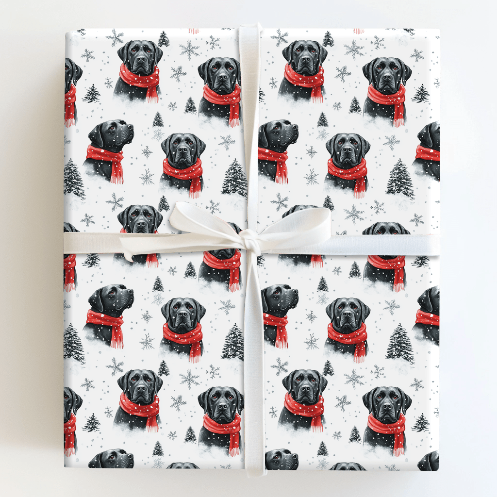 Black Lab Snow Flurry - Wrapping Paper - Aspen & Arlo
