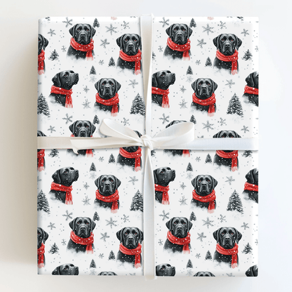 Black Lab Snow Flurry - Wrapping Paper - Aspen & Arlo