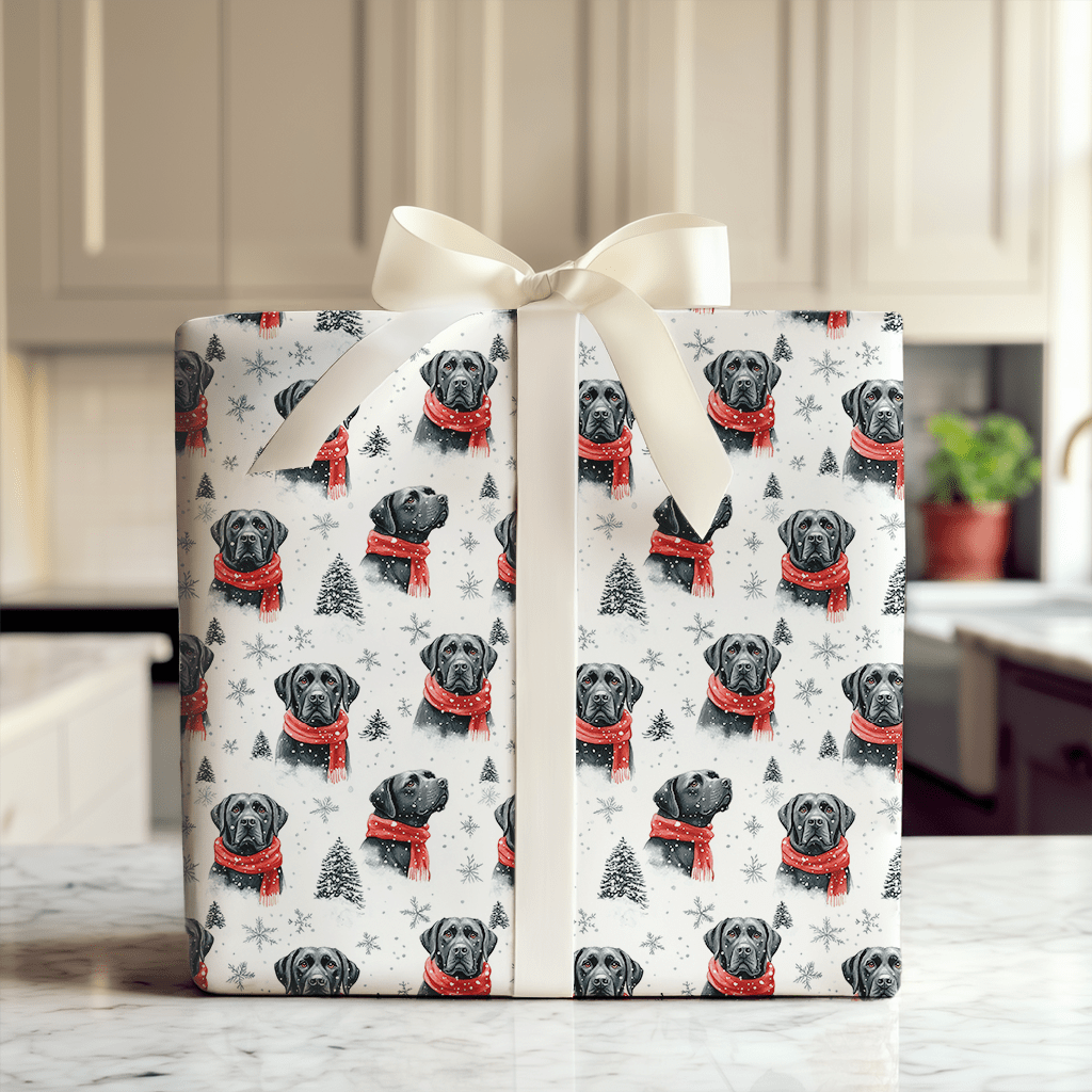 Black Lab Snow Flurry - Wrapping Paper - Aspen & Arlo