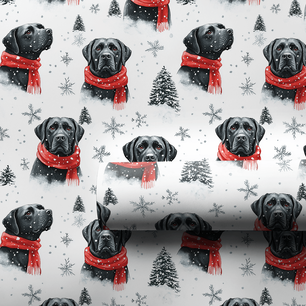 Black Lab Snow Flurry - Wrapping Paper - Aspen & Arlo