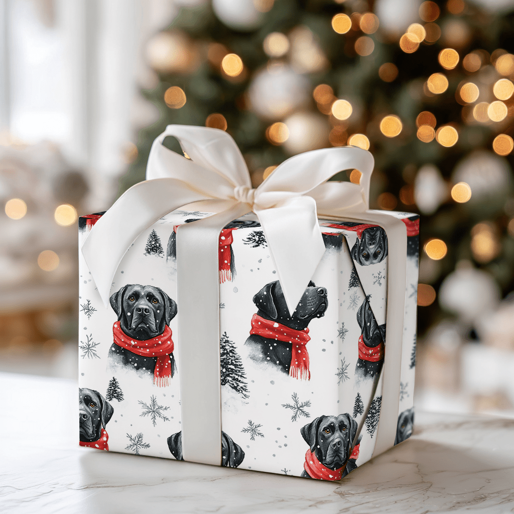 Black Lab Snow Flurry - Wrapping Paper - Aspen & Arlo