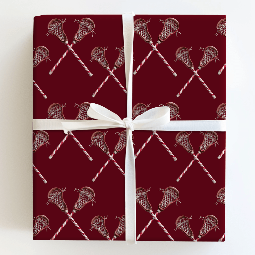 Candy Cane Lacrosse - Wrapping Paper - Aspen & Arlo