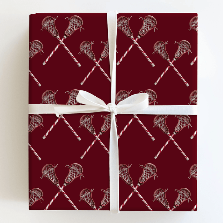 Candy Cane Lacrosse - Wrapping Paper - Aspen & Arlo