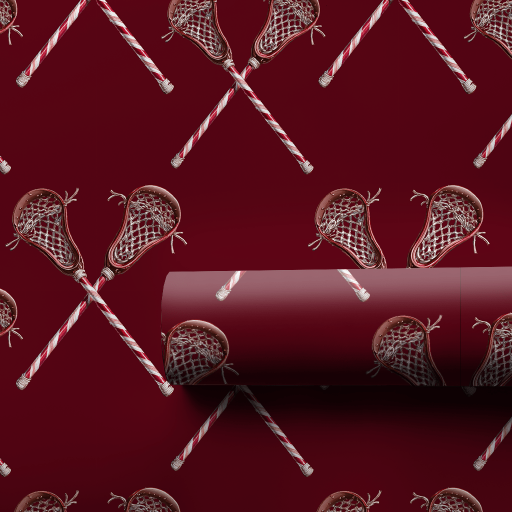 Candy Cane Lacrosse - Wrapping Paper - Aspen & Arlo