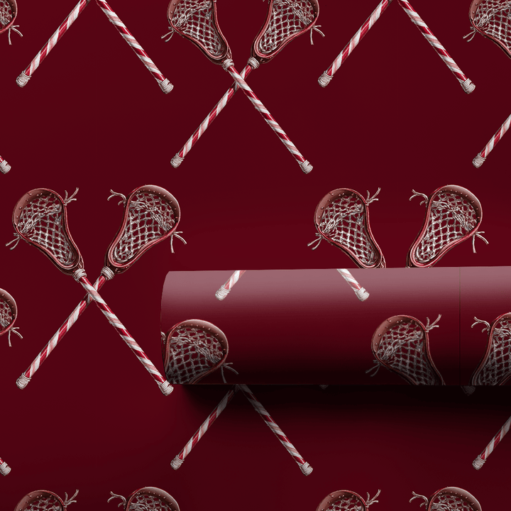 Candy Cane Lacrosse - Wrapping Paper - Aspen & Arlo