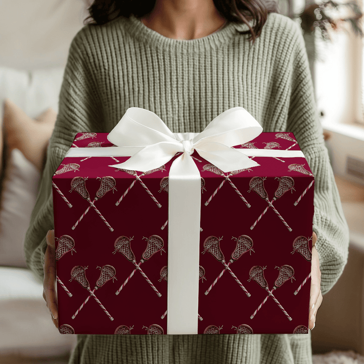 Candy Cane Lacrosse - Wrapping Paper - Aspen & Arlo