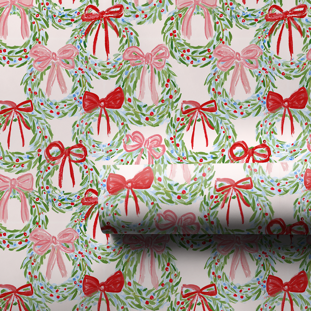 Brushstroke Wreaths - Wrapping Paper - Aspen & Arlo