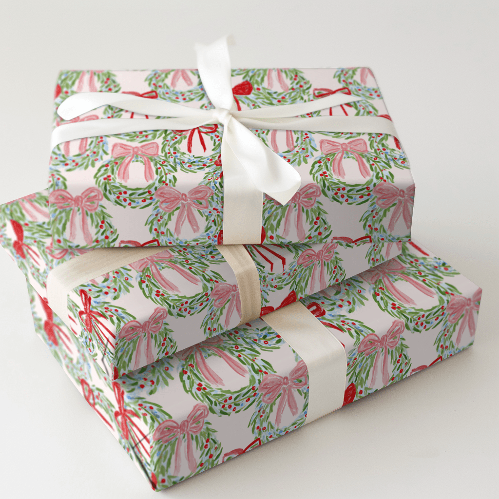 Brushstroke Wreaths - Wrapping Paper - Aspen & Arlo