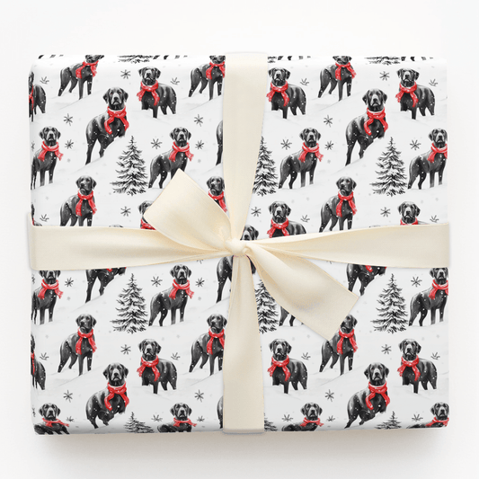 Snowbound Black Lab - Wrapping Paper - Aspen & Arlo
