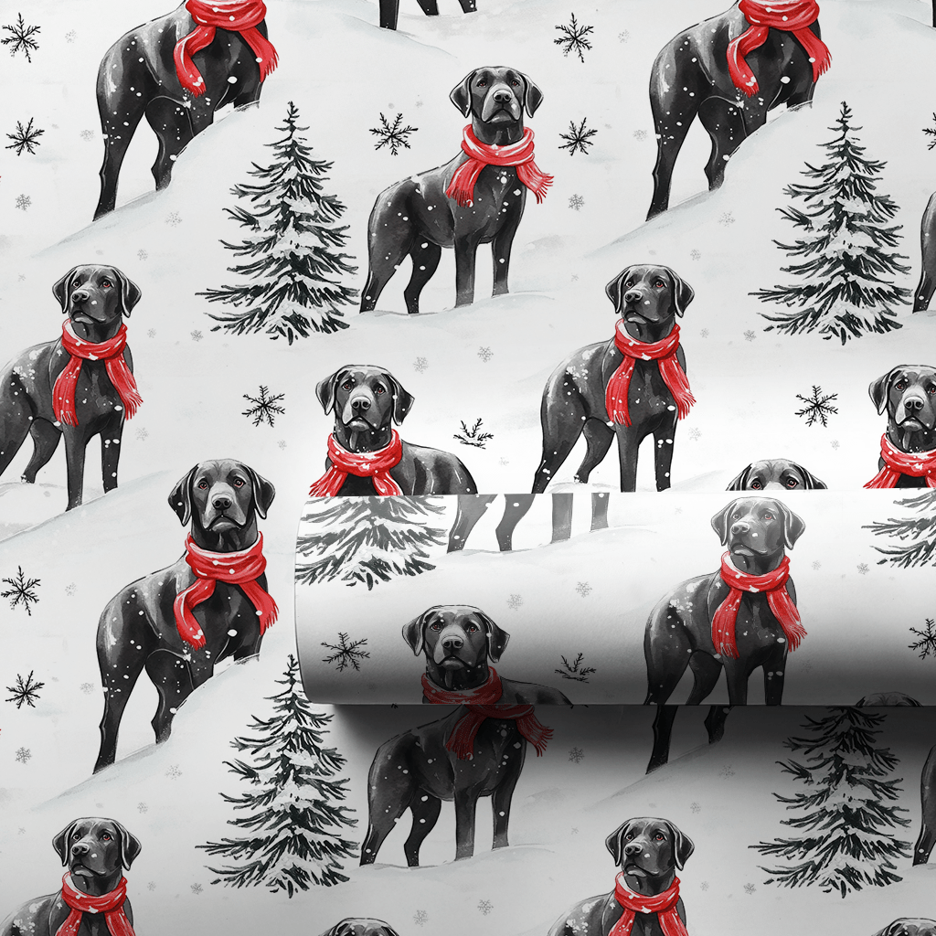 Snowbound Black Lab - Wrapping Paper - Aspen & Arlo