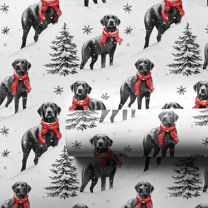 Snowbound Black Lab - Wrapping Paper - Aspen & Arlo