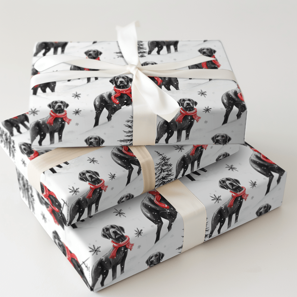 Snowbound Black Lab - Wrapping Paper - Aspen & Arlo