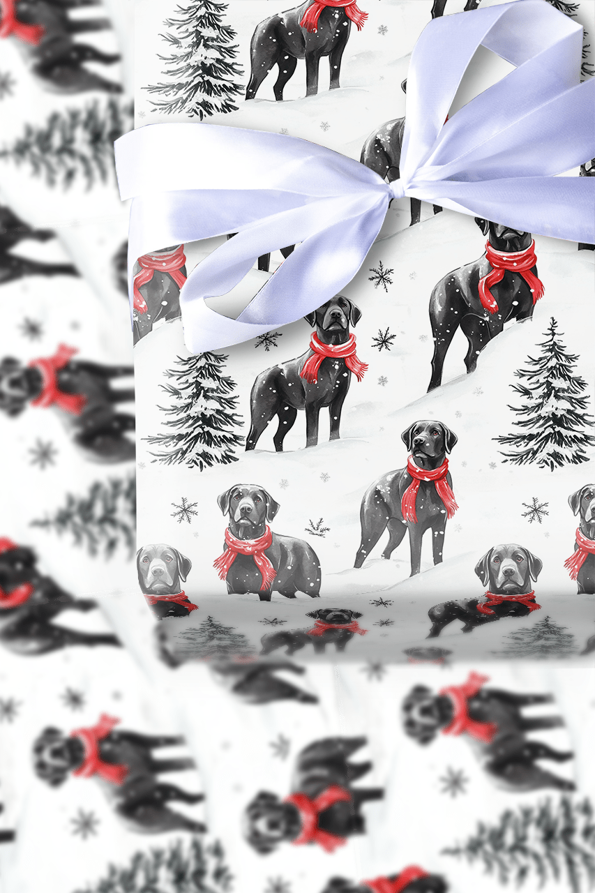 Snowbound Black Lab - Wrapping Paper - Aspen & Arlo