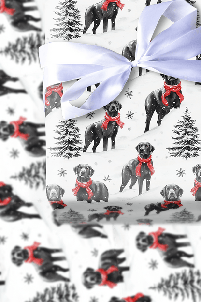 Snowbound Black Lab - Wrapping Paper - Aspen & Arlo