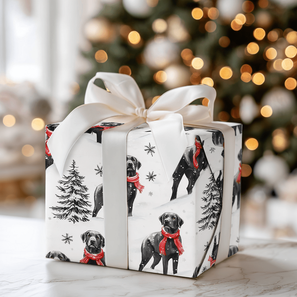 Snowbound Black Lab - Wrapping Paper - Aspen & Arlo