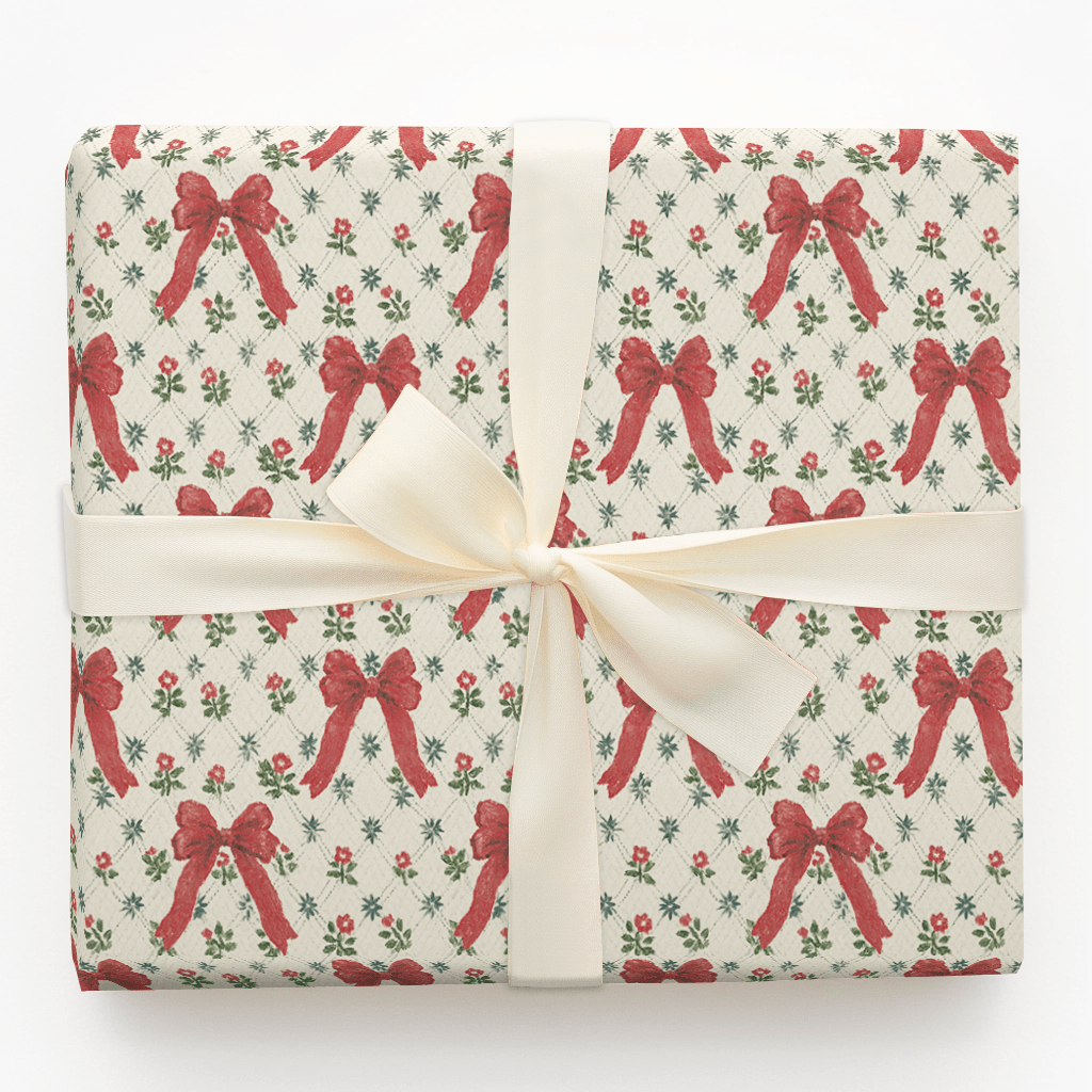 Cottage Bows and Mistletoe - Wrapping Paper - Aspen & Arlo