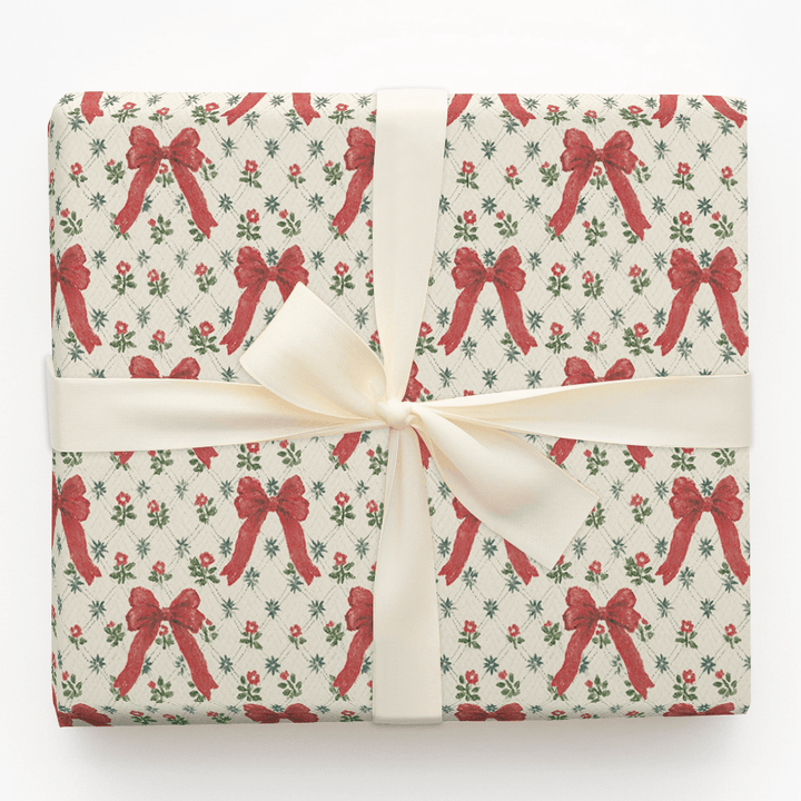 Cottage Bows and Mistletoe - Wrapping Paper - Aspen & Arlo