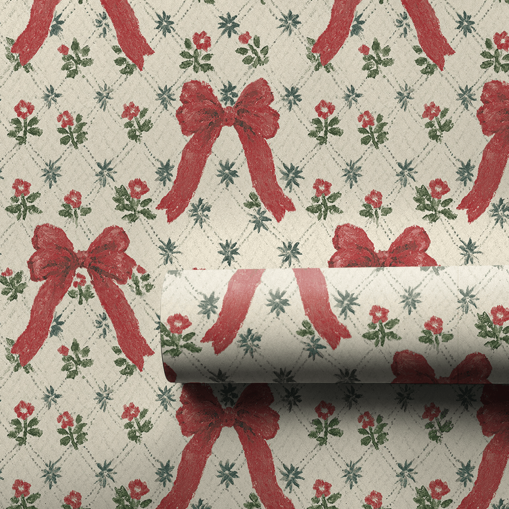 Cottage Bows and Mistletoe - Wrapping Paper - Aspen & Arlo