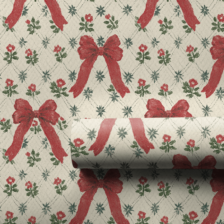 Cottage Bows and Mistletoe - Wrapping Paper - Aspen & Arlo