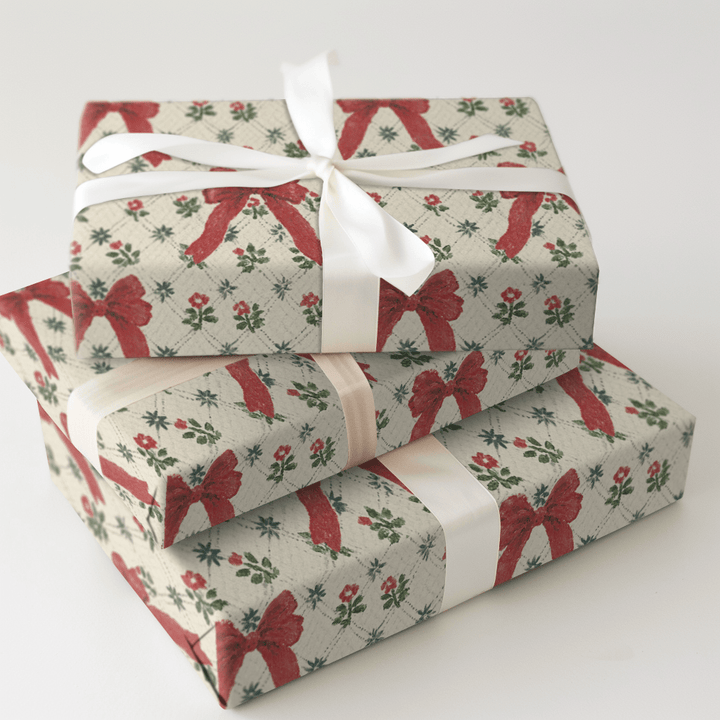 Cottage Bows and Mistletoe - Wrapping Paper - Aspen & Arlo