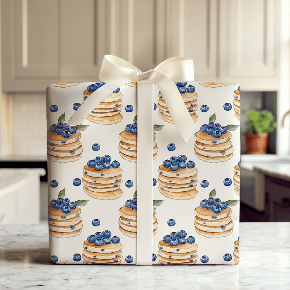 Stacks on Blue - Wrapping Paper - Aspen & Arlo