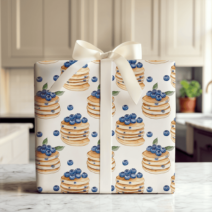 Stacks on Blue - Wrapping Paper - Aspen & Arlo