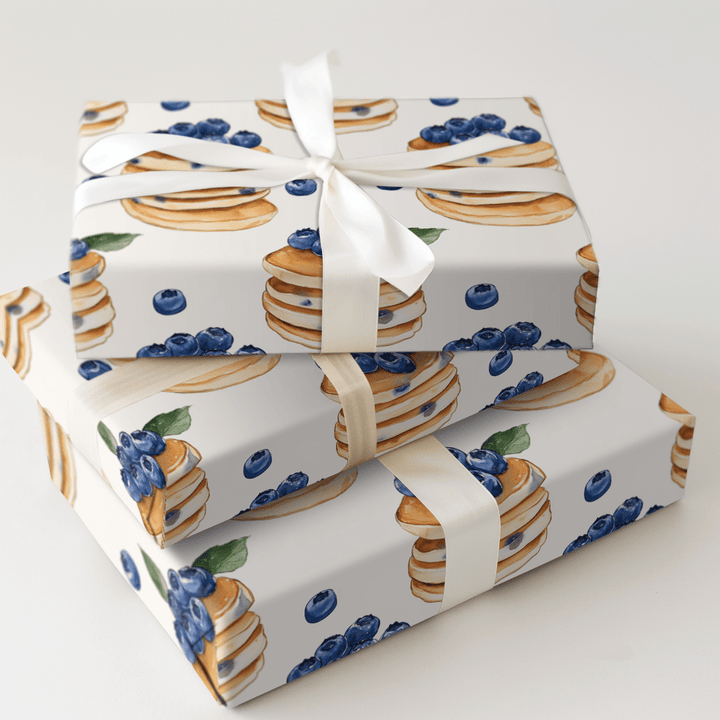 Stacks on Blue - Wrapping Paper - Aspen & Arlo