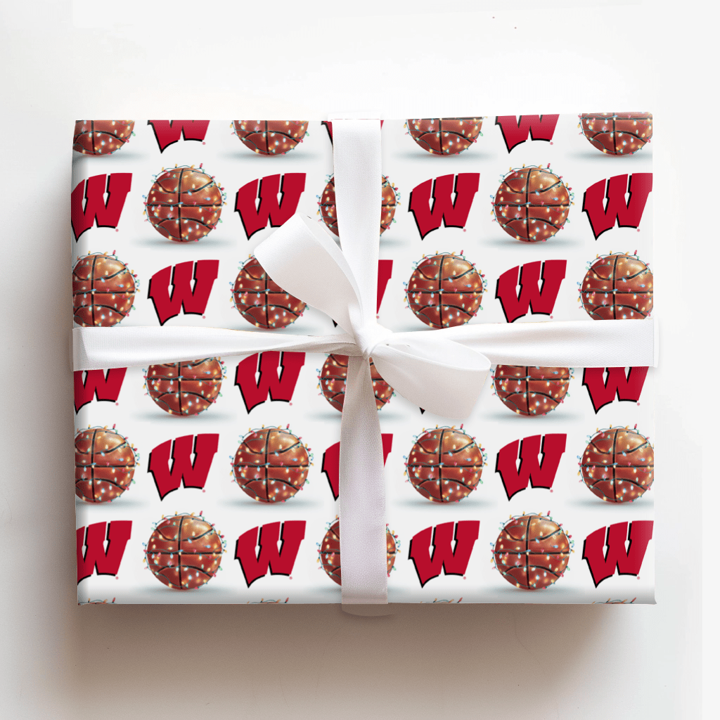 Holiday Hoops Badgers - Wrapping Paper - Aspen & Arlo