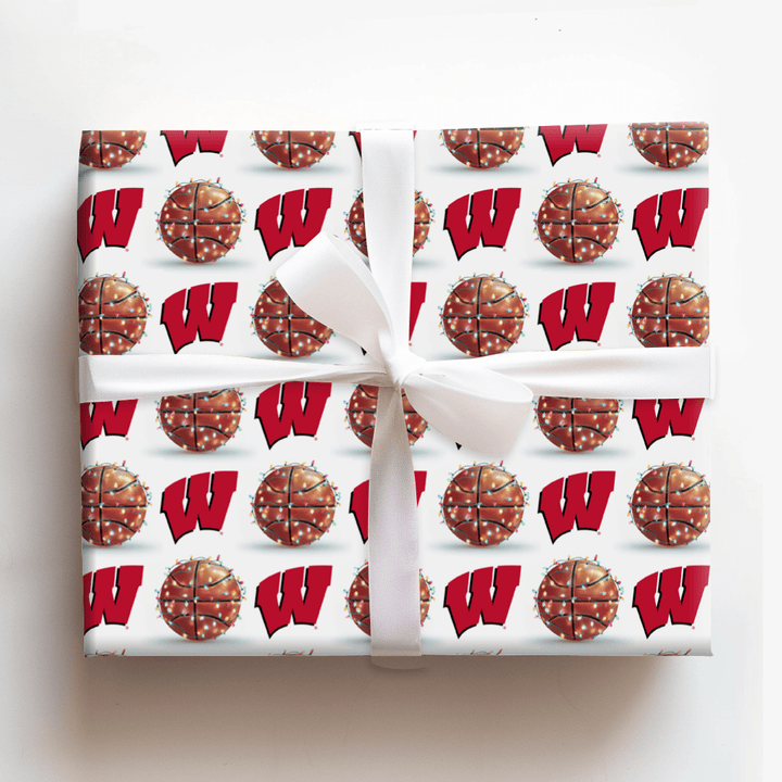 Holiday Hoops Badgers - Wrapping Paper - Aspen & Arlo