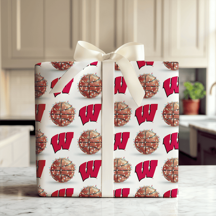 Holiday Hoops Badgers - Wrapping Paper - Aspen & Arlo