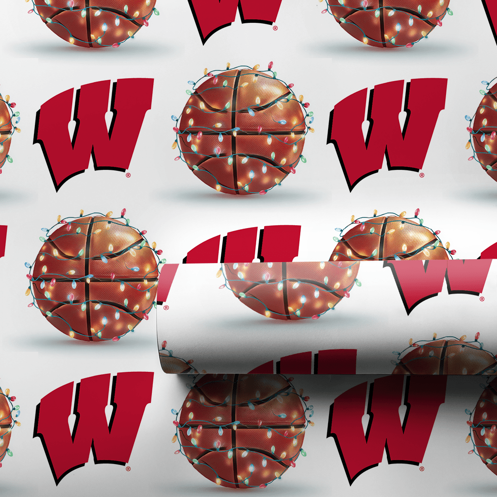 Holiday Hoops Badgers - Wrapping Paper - Aspen & Arlo