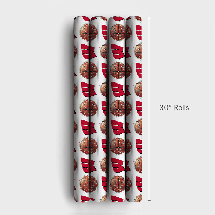 Holiday Hoops Badgers - Wrapping Paper - Aspen & Arlo