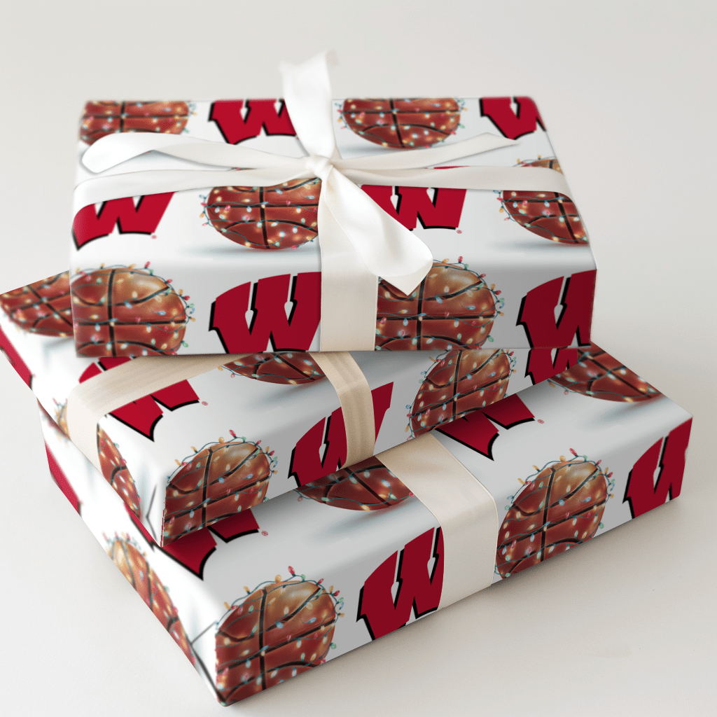Holiday Hoops Badgers - Wrapping Paper - Aspen & Arlo