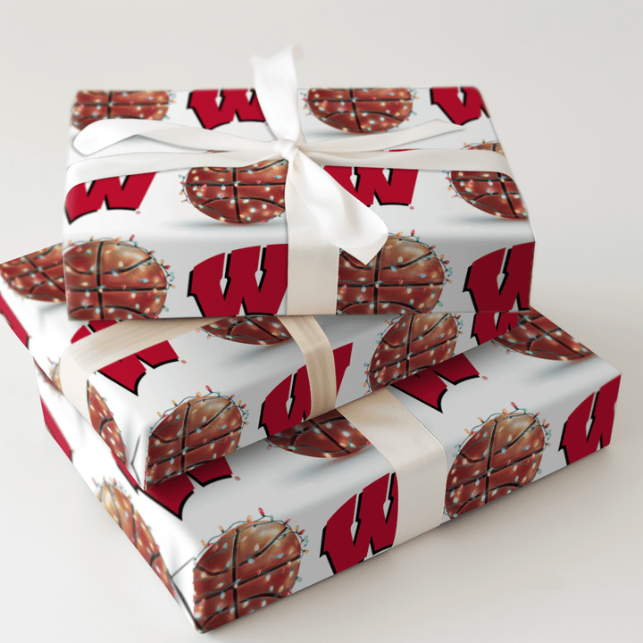 Holiday Hoops Badgers - Wrapping Paper - Aspen & Arlo