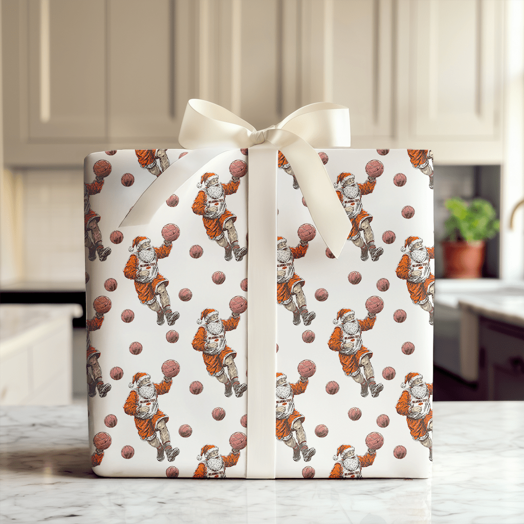 Deck the Rim in Orange & Black - Wrapping Paper - Aspen & Arlo