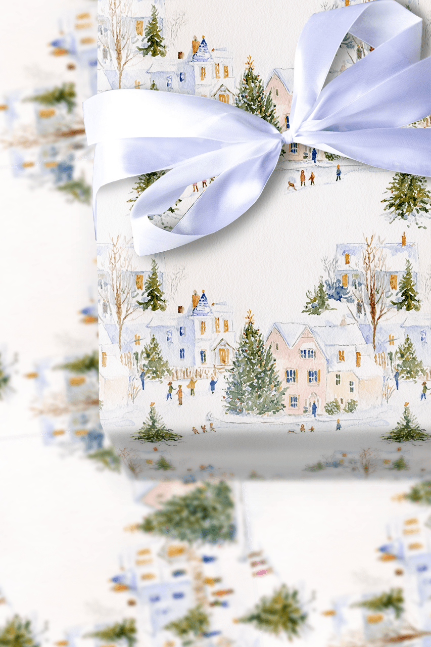 Snowtown Village - Wrapping Paper - Aspen & Arlo
