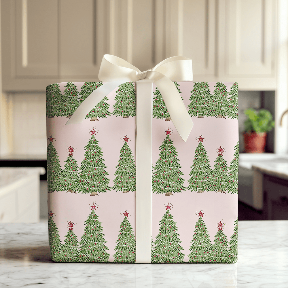 Pink Pine Parade - Wrapping Paper - Aspen & Arlo