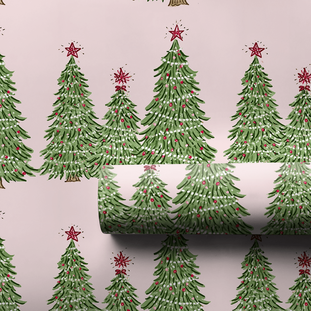 Pink Pine Parade - Wrapping Paper - Aspen & Arlo
