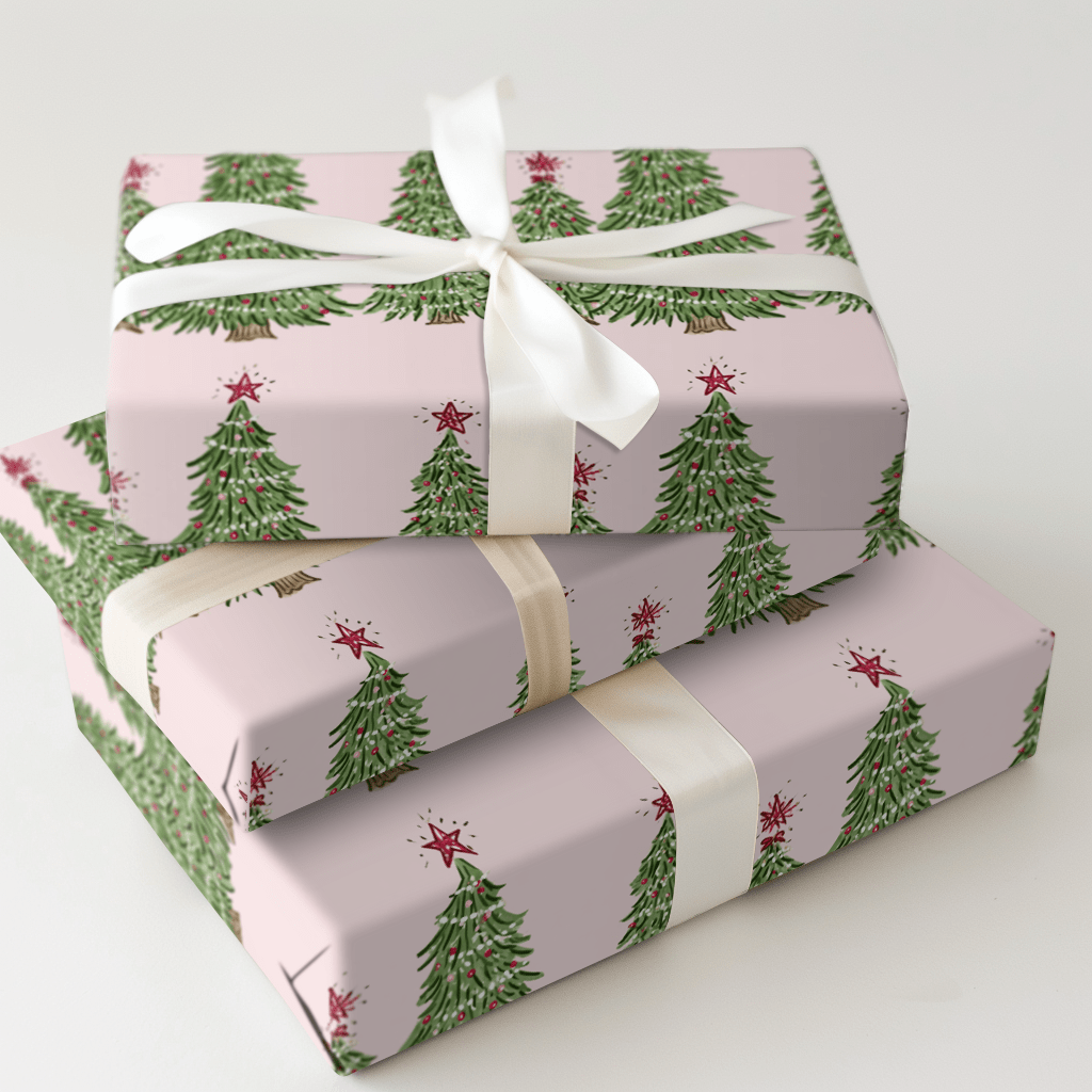 Pink Pine Parade - Wrapping Paper - Aspen & Arlo