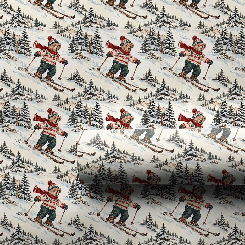 Ski Lodge Teddy - Wrapping Paper - Aspen & Arlo