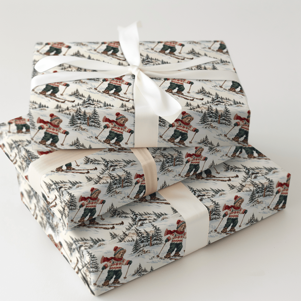 Ski Lodge Teddy - Wrapping Paper - Aspen & Arlo